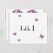 Lila Butterfly Heart Wedding Tischnummer (Vorne/Hinten)