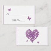 Lila Butterfly-Herz-Hochzeitsslippen-Platzkarten Platzkarte (Vorne/Hinten)