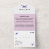 Lila Butterfly-Hochzeit All In One Einladung (Innen Boden)