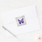 Lila Butterfly-Hochzeitsticker Quadratischer Aufkleber (Umschlag)