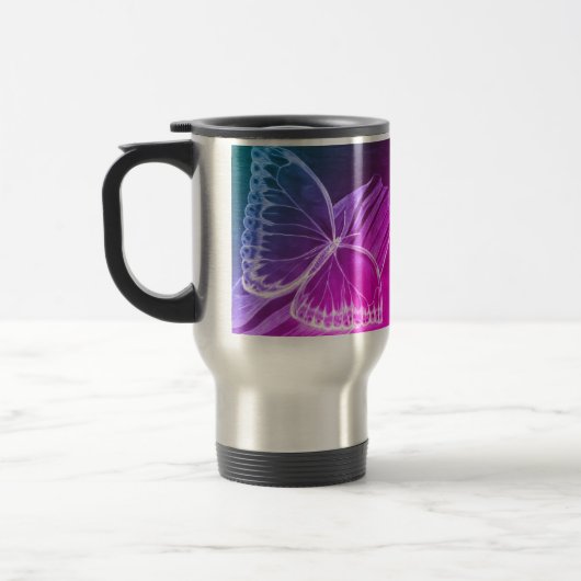 Lila Butterfly-Kaffee Reisebecher (Links)