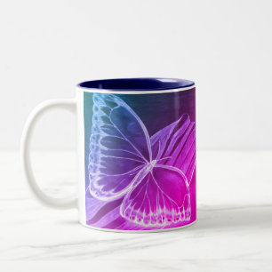 Lila Butterfly-Kaffee-Tasse Zweifarbige Tasse