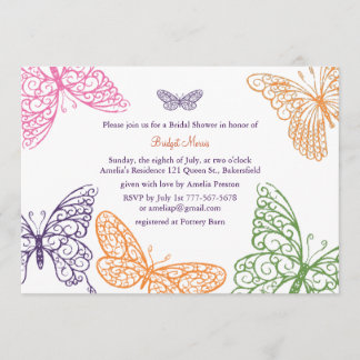 Lila Butterfly Kisses Bridal Dusche Einladung