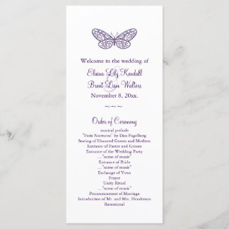 Lila Butterfly-Kisses-Hochzeitsprogramm Programm