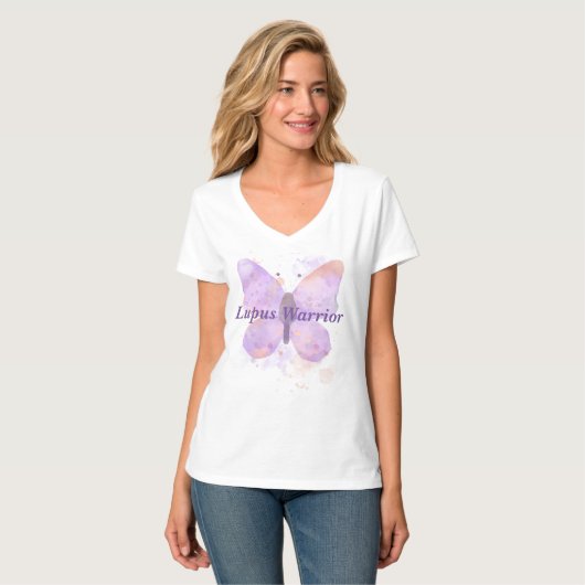 Lila Butterfly Lupus Warrior T-Shirt (Vorderseite Vollansicht)