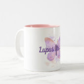 Lila Butterfly Lupus Warrior Zweifarbige Tasse (Vorderseite Links)