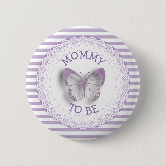 Lila Butterfly-Mommy zum Baby-Duschknopf Button (Vorderseite)