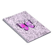 Lila Butterfly-Notebook mit Rose Notizblock (Rechte Seite)