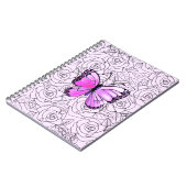 Lila Butterfly-Notebook mit Rose Notizblock (Linke Seite)