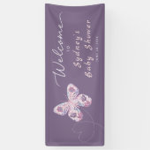 Lila Butterfly Personalisiert Babydusche Empfang Banner (Vertikal)