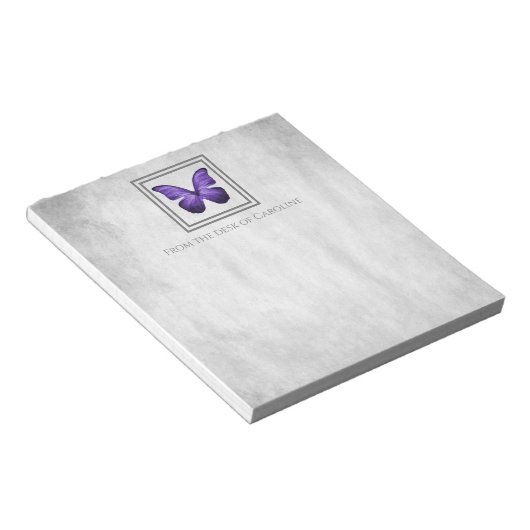 Lila Butterfly Personalisiert Notepad Notizblock (angewinkelt)