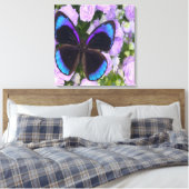 Lila Butterfly Premium Wrapped Canvas Leinwanddruck (Insitu (Schlafzimmer))