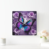 Lila Butterfly Quadratische Wanduhr (Zuhause)