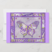 Lila Butterfly-Quilt-Einladung Einladung (Vorderseite)
