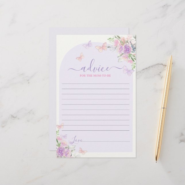 Lila Butterfly-Ratschlag für die Mama, die Karte s (Vorderseite/Rückseite Beispiel)