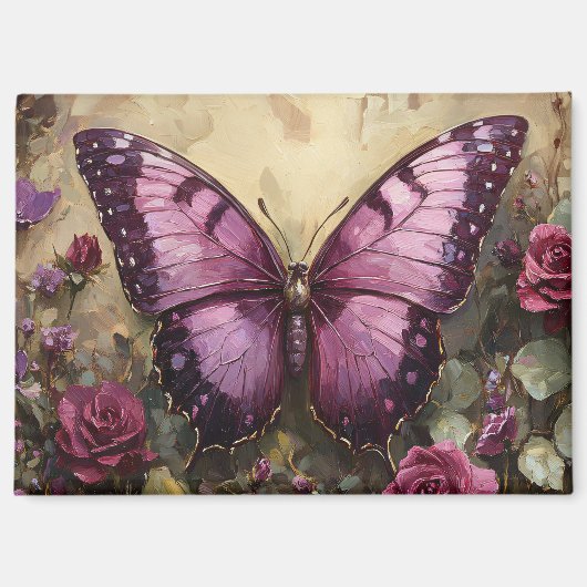 Lila Butterfly Rose Bush Malerei Magnet (Vorderseite)