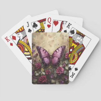 Lila Butterfly Rose Bush Malerei Spielkarten