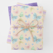 Lila Butterfly Stripe Metallic Geschenk Geschenkpapier Set (Beispiel)