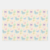 Lila Butterfly Stripe Metallic Geschenk Geschenkpapier Set (Vorderseite)