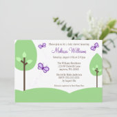 Lila Butterfly Trees Kinderdusche Einladungen (Stehend Vorderseite)