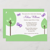 Lila Butterfly Trees Kinderdusche Einladungen (Vorne/Hinten)