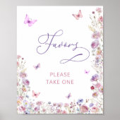 Lila Butterfly-Wildblumen Kinderduschfavoriten Poster (Vorne)