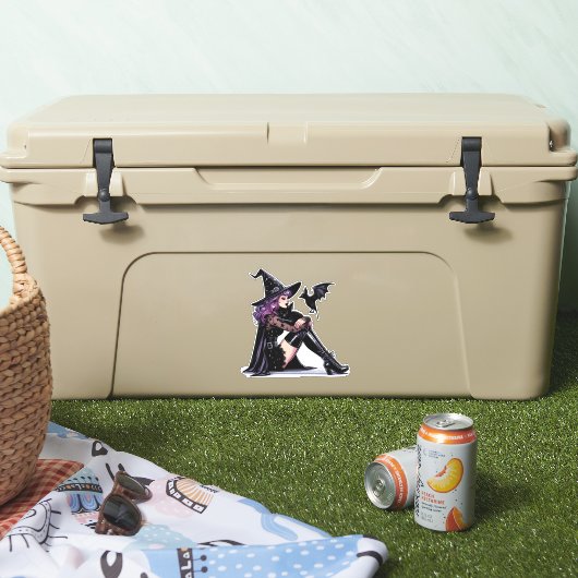 Lila Button auf Hexe Aufkleber (Kühler)