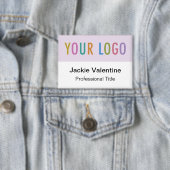 Lila Button-Back-Abzeichen mit Logo-Name-Schaltflä Button (Insitu)