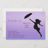 Lila Button-Gestreifte Baby-Duschen-Einladung Einladung (Rückseite)