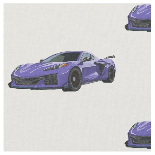 Lila C8 Korvette Handgezeichnetes Sketch-Gewebe Stoff (Nahaufnahme)