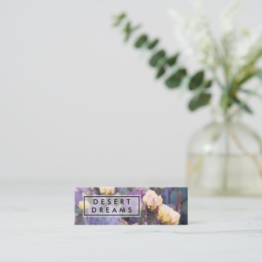 Lila Cactus Blume Desert Garden Foto Reisen Mini Visitenkarte (Stehend Vorderseite)