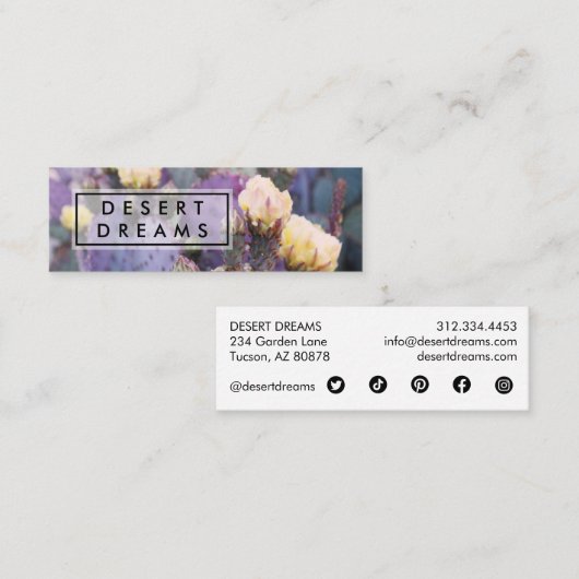 Lila Cactus Blume Desert Garden Foto Reisen Mini Visitenkarte (Vorne/Hinten)