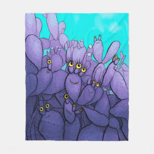 Lila Cactus Funny Succulent Fleecedecke