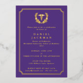 Lila Caduceus+Laurel Medizinstudium Abschluss Folieneinladung (Vorderseite)