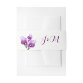 Lila Calla Lilien Monogram Floral Wedding Einladungsbanderole