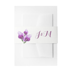 Lila Calla Lilien Monogram Floral Wedding Einladungsbanderole