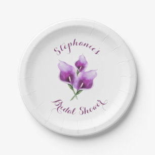 Lila Calla Lily Floral Brautparty Pappteller