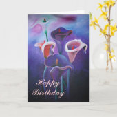 Lila Callas Lilac und Lila Kunst Karte (Gelbe Blume)