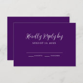Lila Calligrafy Wedding RSVP Card (Vorne/Hinten)