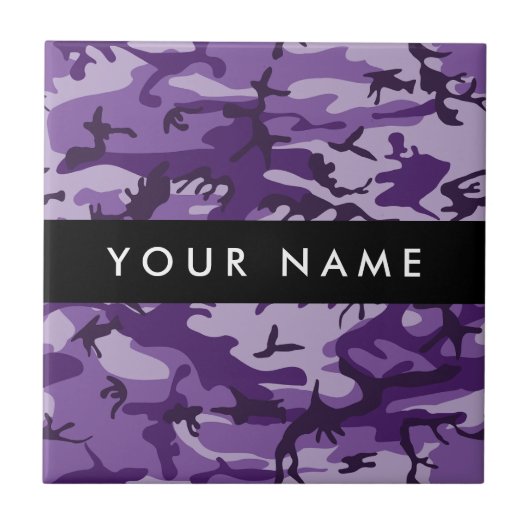 Lila Camouflage Ihr Name personalisieren Fliese (Vorderseite)