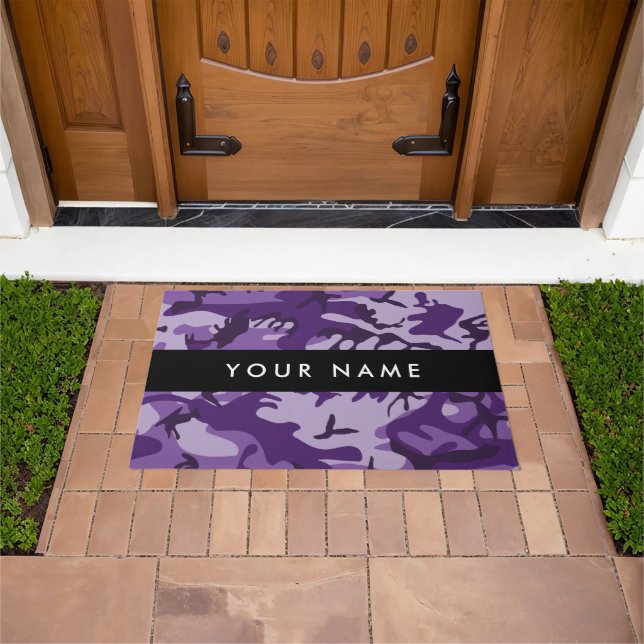 Lila Camouflage Ihr Name personalisieren Fußmatte (Außenbereich)