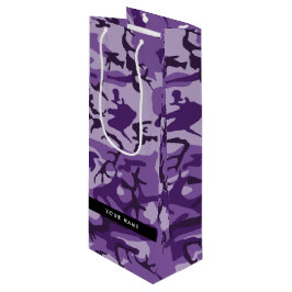 Lila Camouflage Ihr Name personalisieren Geschenktüte Für Weinflaschen