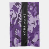 Lila Camouflage Ihr Name personalisieren Geschirrtuch (Vertikal)