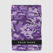Lila Camouflage Ihr Name personalisieren Golfhandtuch (Vorderseite)
