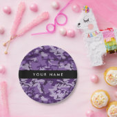 Lila Camouflage Ihr Name personalisieren Pappteller (Party)