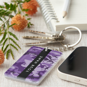 Lila Camouflage Ihr Name personalisieren Schlüsselanhänger