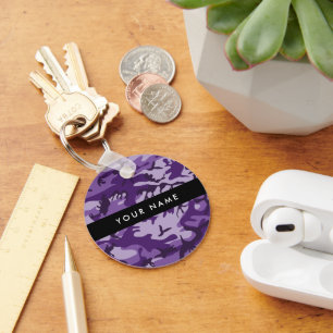 Lila Camouflage Ihr Name personalisieren Schlüsselanhänger