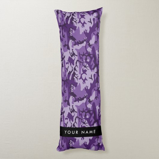 Lila Camouflage Ihr Name personalisieren Seitenschläferkissen (Rückseite (Vertikal))