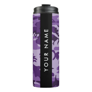 Lila Camouflage Ihr Name personalisieren Thermosbecher