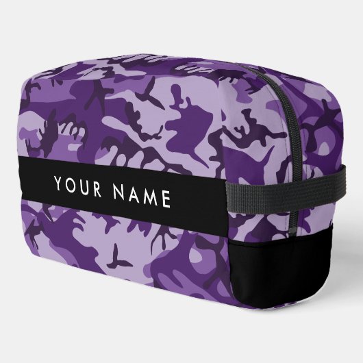 Lila Camouflage Ihr Name personalisieren Waschbeutel (Linke Seite)